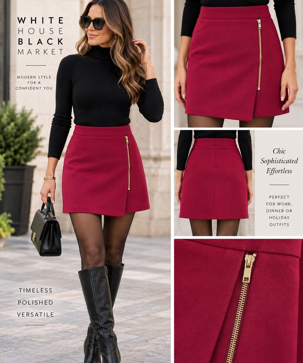 White House Black Market WHBM Skirt 4P Red Wrap Mini
